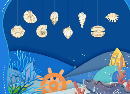 UR URLIFEHALL 200 Pcs Unfinished Wooden Shell Shapes Blank Wood Slices Seashell Wooden Craft Embelishments for DIY Scrapbooking Home Decor