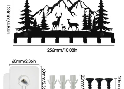 Keys Hooks for Wall, Metal Deers Hooks, 8 hooks, Christmas Decor Deer Wall Metal Decor, Mountain Forest Wall Mount Hanger Rack for Entryway Front Door Kitchen Hallway Garage Mudroom Office (Deer)