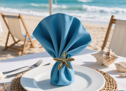 Davifina Starfish Napkin Rings Set of 6 for Coastal Beach Party Table Decor