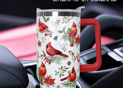 wmvhdiw 30 Oz Red Cardinal Tumbler With Handle,Red Cardinal Coffee Travel Mug Cup Water Bottle,Christmas Decor Gifts for Women