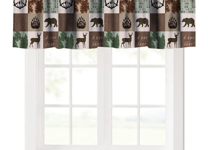SENRUEGT Rustic Kitchen Valances for Windows,Retro Farmhouse Vintage Country Cabin Moose Deer Bear Rod Pocket Valance Curtain for Bedroom Living Room Cafe，54X18 1 Piece