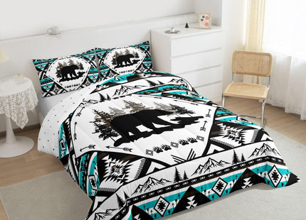 Feelyou Bear Kids Comforter Set Queen Size Cabin Bear Animals Bedding Set