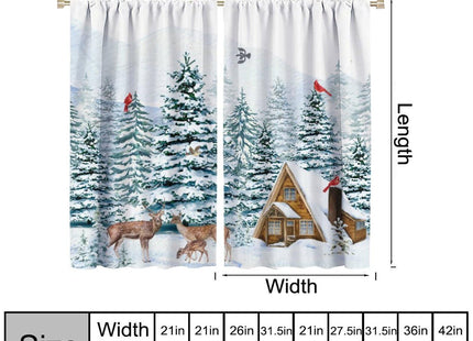Nanacur Winter Forest Curtains, Nature Snowy Forest Scenery Rustic Country Deer Cardinal Xmas Pine Tree Window Treatments for Farmhouse Kitchen Bedroom Living Room, 42" W X 45" L, Decor