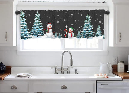 Nextchange Christmas Snowman Window Valances Pine Tree Snowy Kitchen Short Curtains with Rod Pocket Valance Drapes Xmas Farmhouse Window Treatment for Living Room Bathroom Decor 54" X 18"
