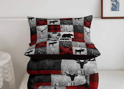 Erosebridal Rustic Deer Bear Comforter,Farmhouse Moose Bedding Twin