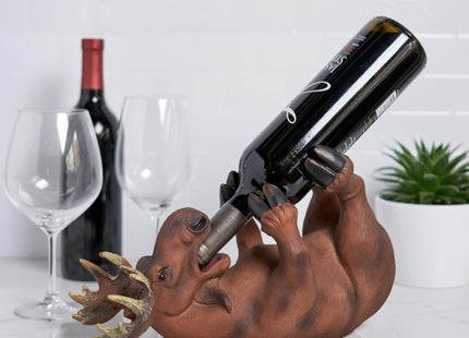 True Mischievous Moose Polyresin Wine Bottle Holder - Tabletop Wine Storage Rack, Gifts for Wine Lovers, Brown, Holds 1 Standard Wine Bottle
