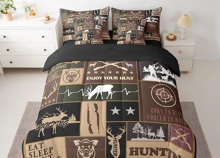 Feelyou Deer Full Size - 7 Pieces Bed in a Bag Set Deer Hunting Comforter Set with Sheets for Boys Girls Hunting Gifts Bedding Sets with Comforter, Flat Sheet, Fitted Sheet, Pillowcases, Pillow Covers