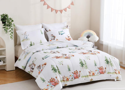 Yibeizi Camper Animal Print Comforter Set Twin Woodland Bedding