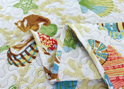Quilt Set King Size Beach Bedding King Bedspread Coverlet Coastal Ocean Quilt Summer Lightweight Bedspread Beach Quilt Bed Spread Starfish Conch Decor Soft Home Reversible Bedding