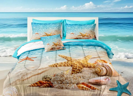 Bedbay Beach Comforter Sets King Size 8 Pieces Beachy Bedding Set Turquoise Comforter Set with Sheets Beach Themed Bedding Ultra Soft Bed in a Bag King for All Season(Teal,King)