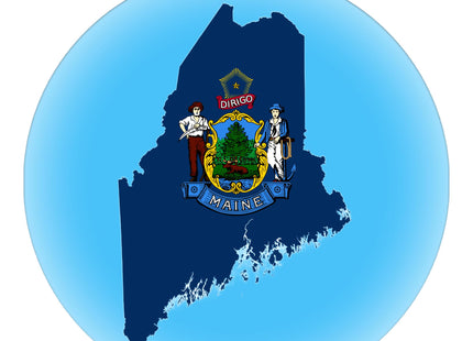 Maine Christmas Ornament - Frost Edge, State Flag and Map, 2026 Gift