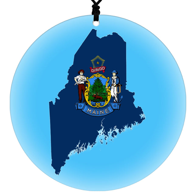 Maine Christmas Ornament - Frost Edge, State Flag and Map, 2026 Gift