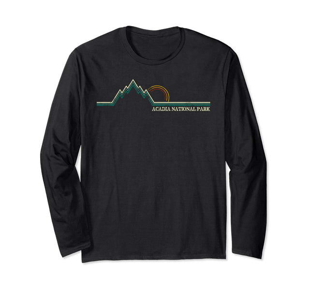 Retro Acadia National Park Maine Summer Long Sleeve T-Shirt
