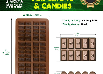 Small Mushroom Chocolate Bar Silicone Candy Mold Trays, 2 Pack