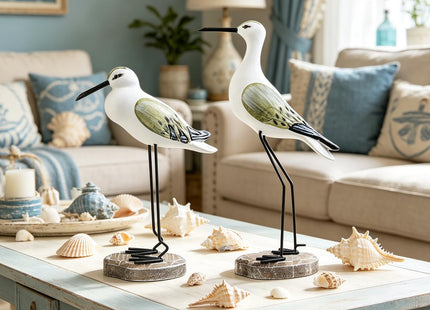 Meching 2 Pcs Wooden Seagull Figurine Sea Bird Statue Table Decorations Nautical Coastal Themed Centerpiece Decor for Home Decor Living Room Beach Party Beach Condo Table Display Holiday