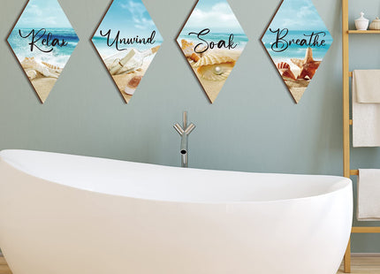 FairySandy 4 Pcs Sea Bathroom Wall Decor Seashell Restroom Wall Art