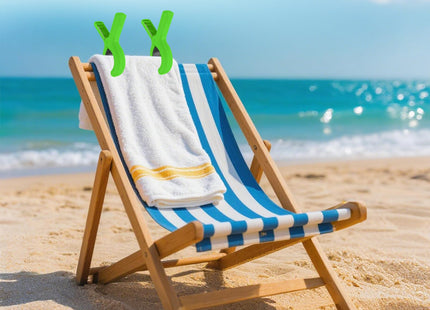 QOPAHI Beach Towel Clips for Beach Chairs Cruise, Strong Grip Clothes Pins Non-Slip Pool Chair Clips, Quilt Drying Clip for Laundry Towel Clothes Blankets Set of 8, with Drawstring Bag(4 Colors)
