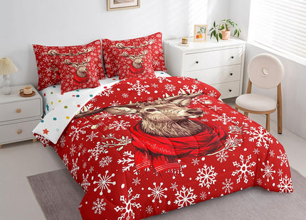 Erosebridal 7 Pcs Comforter Set Twin,Moose Anlters Deer Hunting Bed in a Bag with Flat Sheet and Fitted Sheet for Kids Teens,Christmas Decoration Bedding Set with Pillowcase and Sham Reversible