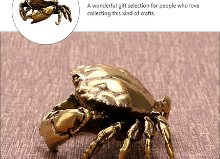 Kisangel Brass Crab Figurine Animal Sculptures and Statues Fish Tank Ornaments Feng Shui Statue Collection Home Decor (Golden)