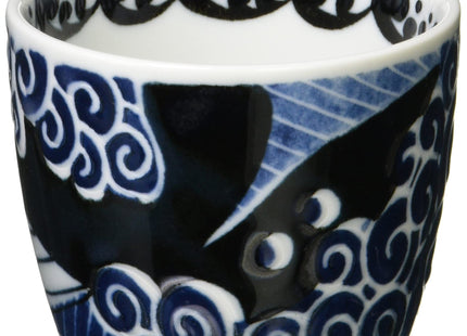 Minorutouki mino ware White Wave Whale Small Cups Set of 2, φ3.35×H2.64in 6.29oz Made in Japan