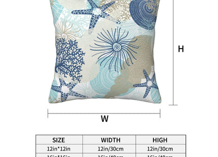 Poream Beach Ocean Starfish Seashell Nautical Coastal Farmhouse Throw Pillow Covers 18x18 Pillow Case Soft Pillowcase Cushion Covers Set of 2 for Sofa Bed Bedroom Car Chair Living Room Home Decor