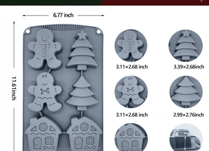 Christmas Silicone Molds For Baking Large Christmas Tree Holiday Silicone Mold 3D Shape Gingerbread Man Candy House Pine Tree Silicone Molds for Soap Jello Chocolate Cake MadeleineCandle Molds(1PCS)