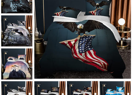 Albideyaa Wildlife Bald Eagle Kids Comforter Sets Full Size Bed Bedding Set Nature Snow Forest 3D Print Duvet Animal Theme Boys Girls Teens Adult Quilt Set with 2Pillowcase