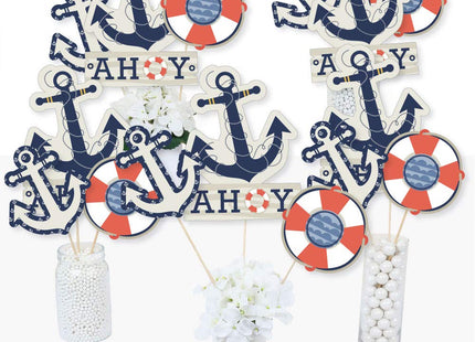 Ahoy - Nautical Party Centerpiece Sticks - Table Toppers - 15pc