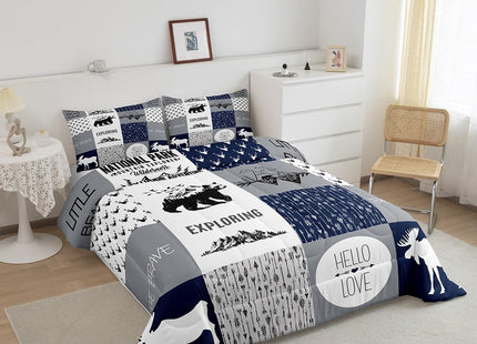 Bear Deer Comforter Set Hunting Camping Bedding Set for Kids Boys Girls Deer Antler Comforter Rustic Cabin Plaid Duvet Set 1 Comforter Set with 2 Pillowcases Full Size Boys