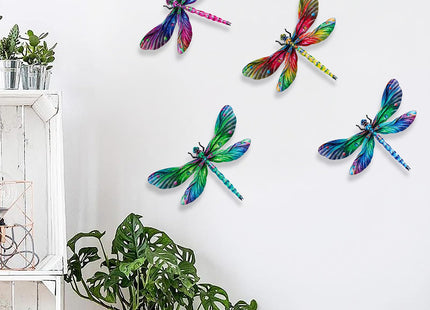 SUNREEK Metal Dragonfly Wall Decor, 9 Inches Dragonfly Outdoor Wall Art for Fence Garden Yard Patio Decorations