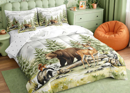 Feelyou Woodland Forest Comforter Set Twin for Kids Boys Girls Bedding Set