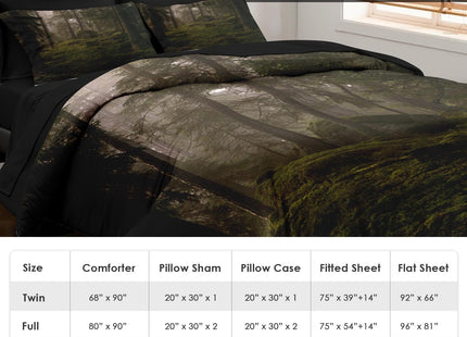 Pamnest Queen Comforter Set with Sheets, 7 Pieces Tree Forest Bedding