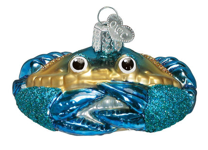 Old World Christmas Blue Crab Glass Blown Ornament for Christmas Tree, Handcrafted Holiday Decoration, Sea Collection