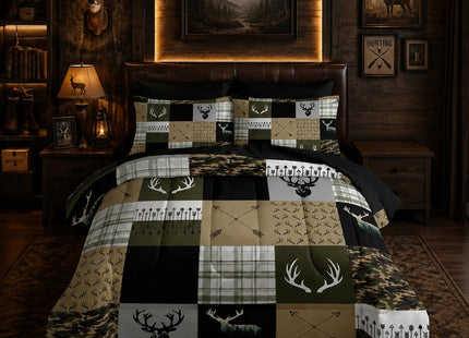 Nttopship Hunting Camo Comforter Sets Bed in A Bag Twin Size 7PCS Red Bedding Set，Deer Hunting Camo Comforter Set,Bed Sheet Set Hunt Deer for Girls Boys Kids,Microfiber Lightweight All Season