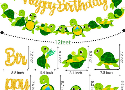 Sea Turtle Birthday Party Banner Baby Turtle Birthday Party Decorations 2Pcs Turtle Cutout Banners Ocean Sea Turtle Party Decoration for Under The Sea Baby Shower Supplies