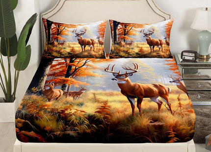 Feelyou Cute Deer Sheet Set Kids Deer Hunting Sheets with Deep Pocket Fitted Sheet