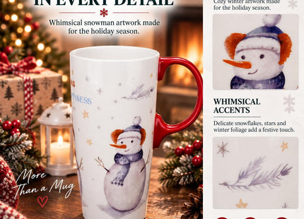 TZSSP 17oz Snowman Ceramic Coffee Mug with Lid, Joywish Gift Box