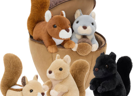 MorisMos Squirrel Stuffed Animal with Acorn House, Soft Squirrel Plush Toy