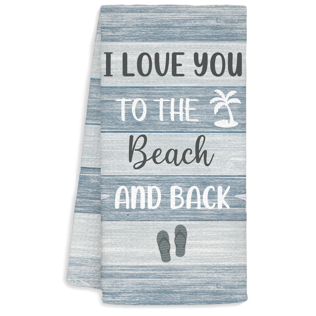 Jvpke Beach Kitchen Towels, I Love You to The Beach and Back Decorative Dish Tea Towels, Coastal Nautical Hand Towels for Bathroom, Coastal Kitchen Bathroom Decor, 16x24 Inch