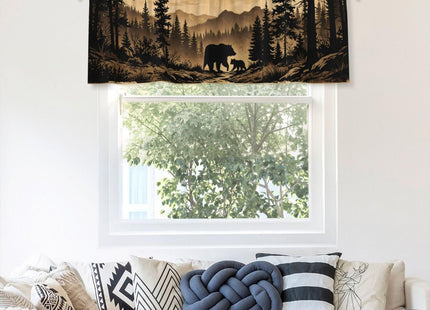 XBFCDN Rustic Forest Bear Family Window Valance