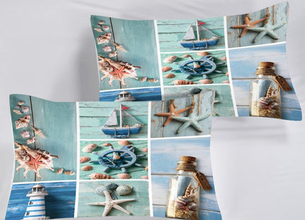 FUYEUN Beachy Bedding Set for Kids Twin Coral Ocean Sailboat Comforter Set for Boys Girls Bedroom Quilt Bed Set 1 Comforter 1 Pillowcase