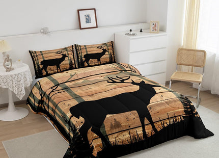 Feelyou Deer Moose Print Comforter Set Twin for Kids Boys Girls Bedding Set