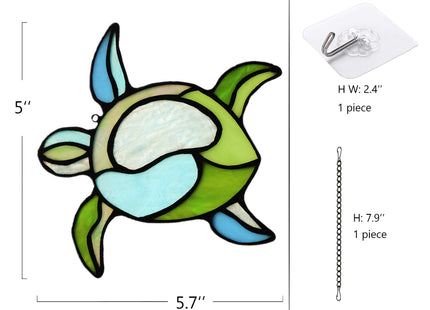 HAOSUM Sea Turtle Stained Glass Window Hanging,Turtle Suncatcher for Window