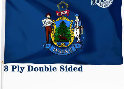 XIFAN Double Sided Maine State Flag 3x5 ft, Heavy Duty 3 Ply Durable Polyester, ME Flag with Vibrant Print/4 Rows Hemming/Brass Grommets for Indoor Outdoor Decor