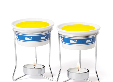 Nantucket Seafood Ceramic Butter Warmers, Whale Design, Set of 2