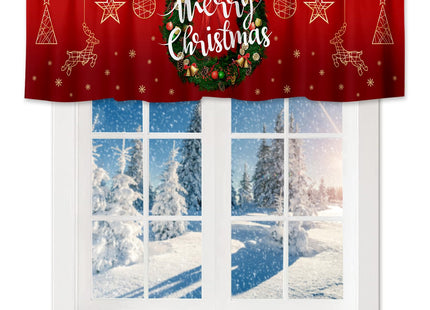 Nextchange Christmas Wreath Window Valances Red Star Deer Kitchen Short Curtains with Rod Pocket Valance Drapes Farmhouse Window Treatment for Living Room Bathroom Decor 54" X 18"