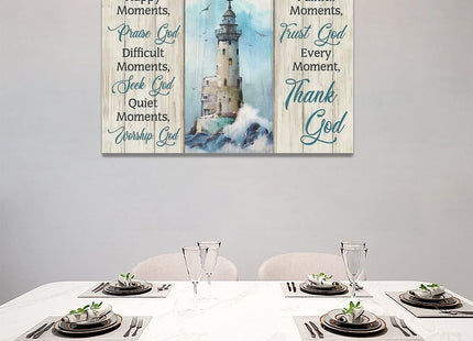 Ocean Lighthouse Wall Art Nautical Coastal Lighthouse Pictures Wall Decor Christian Quotes Religious Canvas Painting Prints Modern Artwork Home Decor for Bathroom Bedroom Office Living Room 24"x16"