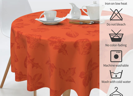 Fall Tablecloth Round 60 in Maple Leaf Table Cover Thanksgiving Table Cloth