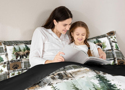 Feelyou Rustic Bear Comforter Set Queen for Kids Boys Girls Bedding Set