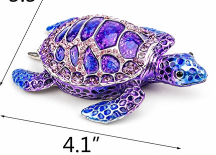 SEVENBEES Purple Sea Turtle Figurine Decorative Jewelry Boxes Hinged Trinket Box Sea Turtle